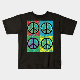 peace pop art red yellow blue green Kids T-Shirt